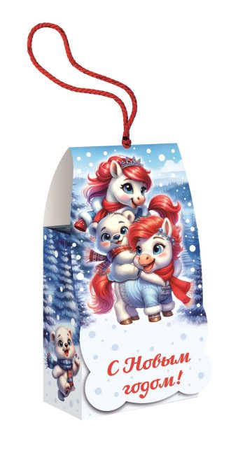 Коробка новогодняя подарочная На полюсе, 100х55х128 мм (домик со шнурком) — изображение 2